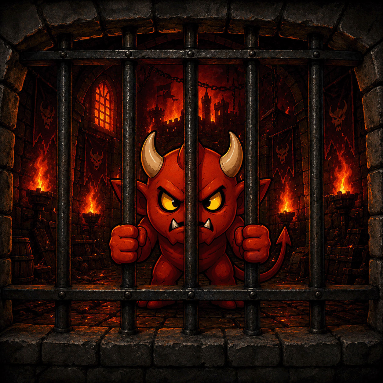 Demon behind bars